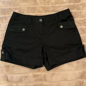White House Black Market Cuffed Shorts with Chrome Button Decal Size 4